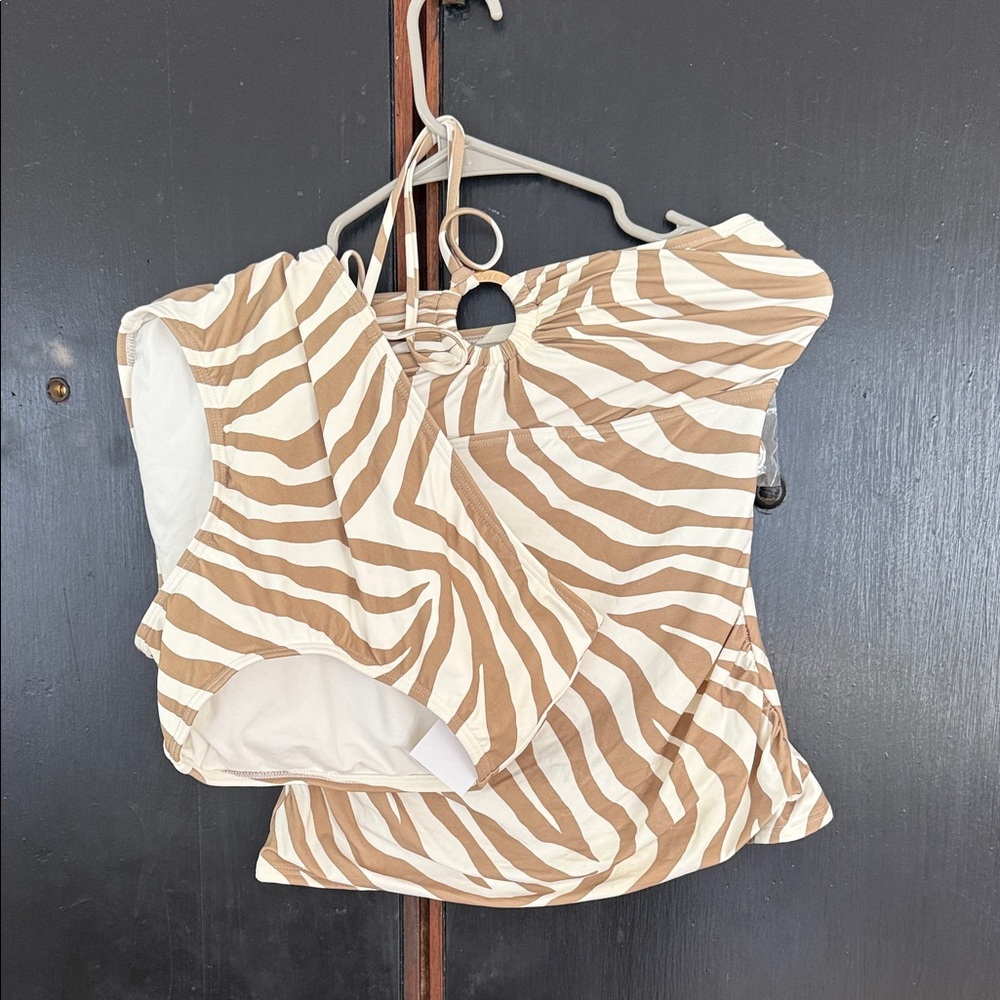MICHAEL Michael Kors Beige & White Zebra-Stripe Camisole